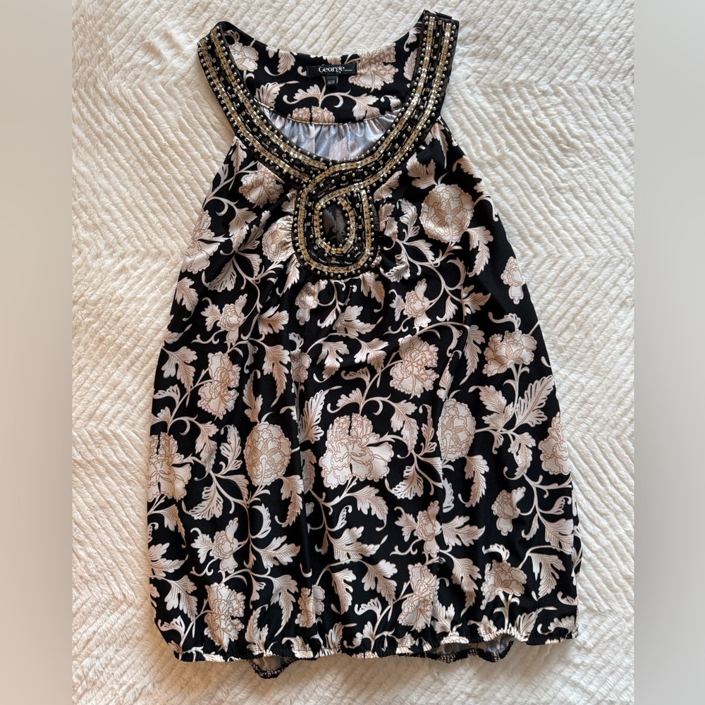 George Black and Cream Floral Tank Top